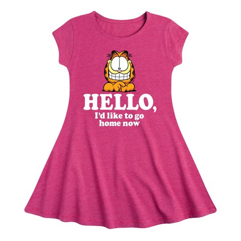 Girls' - Garfield - Hello Go Home Now Fit & Flair Cap Sleeve Dress - image 1 of 2