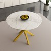 Lirago White Round Dining Table Extendable to 59" Carbon Steel X-Base  29.53"H x 43.31"D x 59.06"W - 2 of 4