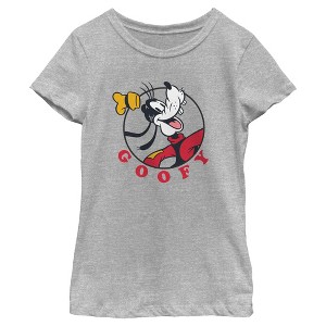 Girl's Mickey & Friends Goofy Circle Portrait T-Shirt - 1 of 4