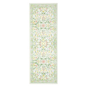 Coolmee Living Room Rugs Washable Boho Vintage Floral Soft Non Slip Rug Low Pile Carpet for Bedroom Dining Room Office Decor Indoor Black - 1 of 4