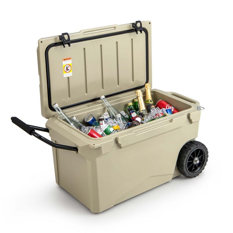 Costwasy 75 Qt Portable Cooler Roto Molded Ice Chest Insulated 5-7 Days with wheels Handle Charcoal/Tan, 1 of 11