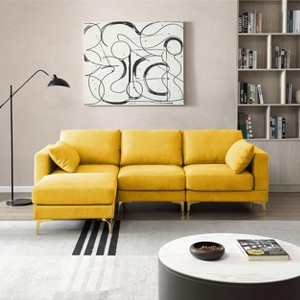 VASIP Modern L-Shaped Sectional Sofa - Sunshine Yellow Upholstered Fabric, Cozy Leisure Design for Contemporary Living Room - 1 of 4