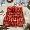 Lomsoe Christmas Blanket Flannel Holiday Blanket Xmas Deer Throw Blanket for Couch Bed Living Room, Christmas Reindeer Red. - 2 of 4