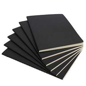 Simply Genius A5 Lined Notebooks with Softcover - College Ruled Notebook - 92 pages, 5.5" x 8.3" (Black, 6 pack) - 1 of 4