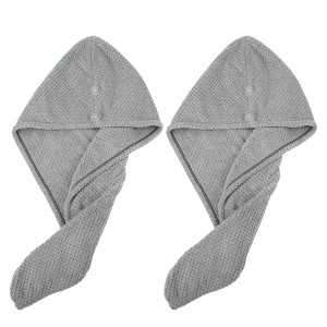 Unique Bargains Soft Hair Towel Wrap Drying Cap Coral Fleece for Wet Long Thick Curly Hair 9.84x27.56 Inch 2 Pcs - 1 of 4