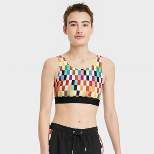 Pride Adult Rainbow Check Bikini Swim Top - Checkered