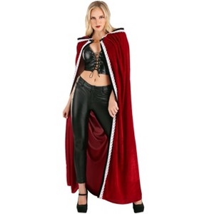 HalloweenCostumes.com  Women Women's Velvet Riding Hood Cape, White/Red - 1 of 3