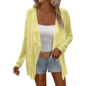 BLUEMING Womens Open Front Cardigan Extra Lightweight Crochet Cardigan Beach Sheer Sweater Cover Up Tops - 1 of 1