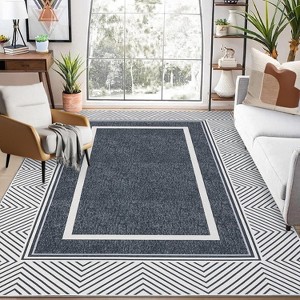Modern Runner Rug Washable Area Rug Bordered Rugs Modern Runner Rug Non-Slip Area Rug Small Accent Geometric Throw Rugs Floor Carpet - 1 of 4