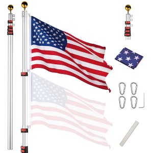 Yescom EZ GO 25Ft Commercial Telescoping Flag Pole Kit Portable Display Sign Banner Pole for Outside Hotel Business Events Advertising Flag Silver - 1 of 4