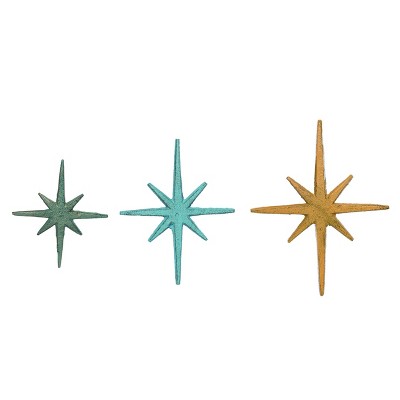 Transpac Metal 8.66 in. Multicolor Spring Bright Stars Wall Decor Set of 3