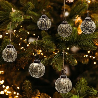 Antique Gold Distressed Glass Ball Ornaments Set of 6