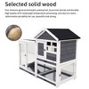 Wood Rabbit Hutch, Outdoor Bunny Hutch with Ramp, Guinea Pig Cage with Pull Out Tray, 2 Levels Bunny House for Small Animals, Waterproof Roof - 4 of 4