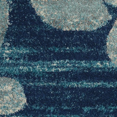 Serene Blossom Navy & Light Blue Viscose 6' x 9' Area Rug