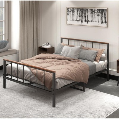 NicBex Full/Queen Metal Platform Bed Frame with Headboard and Footboard,Under Bed Storage,Mattress Foundation with Steel Slat Support,Easy Assembly