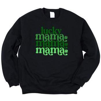 Simply Sage Market Women's Graphic Sweatshirt Lucky Mama Clovers Stacked St. Patrick's Day