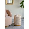HDZNVF 14x14x18 inch Cylindrical Accent End Table with Gold and Black Shell Finish and Pedestal Base - 2 of 4