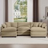 Oversized L-Shaped Corduroy Modular Sofa with Deep Seating and Low Back, Includes Portable Ottoman and Matching Footstool, Sofa Bed for Living Room - 3 of 4