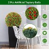 Acekool  Artificial Topiary Balls with Flowers, Large Hanging Faux Greenery for Indoor Outdoor Home, Garden, Porch, Wedding & Party Decor - 3 of 4