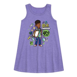 Girls' - Karma's World - Speak Through Art Graphic Sleeveless Aline Dress - 1 of 3