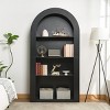 Arched Bookcase with 4 Open Shelves,Tall Bookcase with Storage Shelf for Living Room or Bedroom,Mid Century Modern Display Bookcase-Cuddlewood - 3 of 4