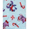 Seven Times Six Disney Stitch & Angel Festive Christmas Time Soft Fleece Adult Pajama Pant Blue - 4 of 4