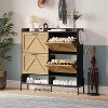 Shoe Storage Cabinet with 2 Flip Drawers – Slim Wooden Shoe Organizer with Adjustable Shelves for Entryway, Hallway, Living Room - 3 of 4