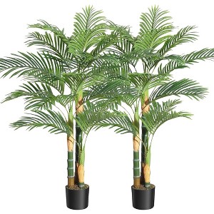 Whizmax 4/5FT Cane Palm Artificial Tree, Pre Potted Faux Greenry Plant for Indoor Outdoor Home Decor Office House Living Room - 1 of 4