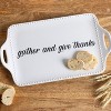 Transpac Dolomite 15.5 in. White Harvest Give Thanks Serving Tray - 2 of 3