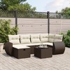 vidaXL Garden Sofa Set Brown Poly Rattan, Steel, Tempered Glass Large - 2 of 4