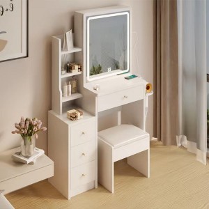 Makeup Vanity, Dressing Table With 4 Drawers & Storage Shelves, Makeup Table With LED Lighted Mirror, 3 Color Modes & Adjustable,  For Bedroom - 1 of 4