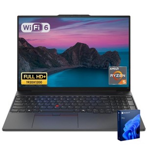 Lenovo ThinkPad E16 Gen 2 16" FHD+ Laptop, Ryzen 5 7535U, Radeon Graphics, 16GB DDR5, 512GB SSD, Wi-Fi 6, Windows 11 Pro, Black - 1 of 4