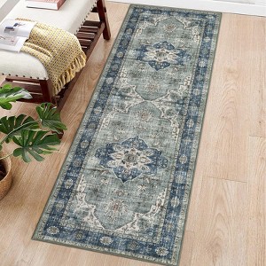 Runners for Hallways, Washable Rug Runner for Entryway, Non Slip Kitchen Rug, Vintage Accent Carpet for Bedroom Bedside Laundry Dining - 1 of 4