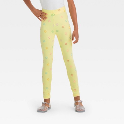 Girls' Smiley Leggings - Cat & Jack™ Light Yellow : Target