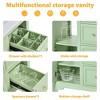 FAMYYT 30 in. Single Sink Freestanding Green Bath Vanity with White Ceramic Top, 3 Drawers and Adjustable Shelves - 4 of 4