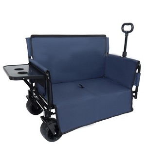 3-in-1 Convertible Folding Wagon Cart w/Bench Seat & Rear-Mounted Folding Tabletop, 500lbs Heavy-Duty Utility Wagon, 180L Capacity All-Terrain Wheels - 1 of 4