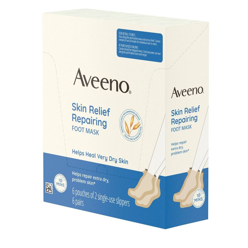 Aveeno Repairing CICA Foot Mask with Prebiotic Oat & Shea Butter for Extra Dry Skin, Fragrance Free, 6 of 11