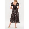 August Sky Women's Smocked Floral Print Puff Sleeves Midi Dress - image 2 of 4