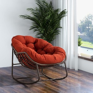 CAVINAS Rocking Chair Outdoor Rattan Glider Rocker Chair Accent Chair Reading Chair Comfy Chair - 1 of 4