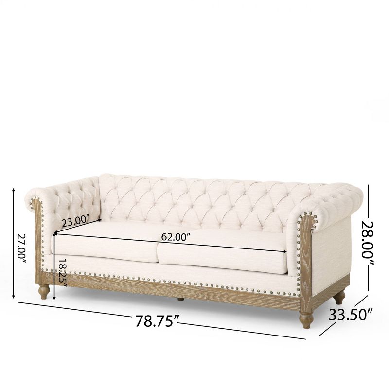 Castalia Chesterfield Tufted Fabric 3 Seater Sofa with Nailhead Trim - Christopher Knight Home, 4 of 12