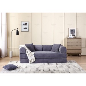 Dexmalle Corduroy Convertible Sleeper Sofa Bed with Cylindrical Pillow - 1 of 4