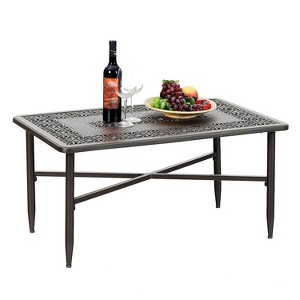 Captiva Designs Outdoor Patio Cast Aluminum Lawn Garden All Weather Engraved Cast-Top Dining Table - 1 of 4