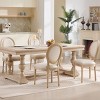 Set of 2 French Country Dining Chairs with Carved Wood Legs and Fan/Round Back in Linen for Kitchen or Dining Room-Cuddlewood - 3 of 4