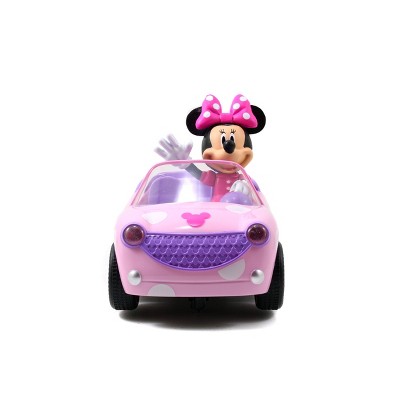 Jada Toys Disney Junior RC Minnie Bowtique Roadster Remote Control Vehicle 7&#34; Pink with White Polka Dots