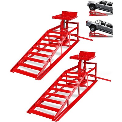TROPOW 2 Pack Heavy Duty Car Service Ramps, 12000LBS(5T) Capacity Vehicle Lift Ramps with 9.3"-15" Adjustable Height
