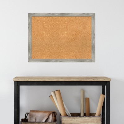 Dove Greywash Rustic Wood Framed Corkboard, 28x20