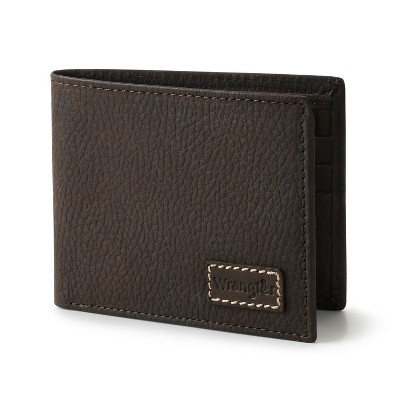 Wrangler Men's Genuine Leather Bifold Wallet, Slim Casual Genuine Leather Purse, Gift for Him