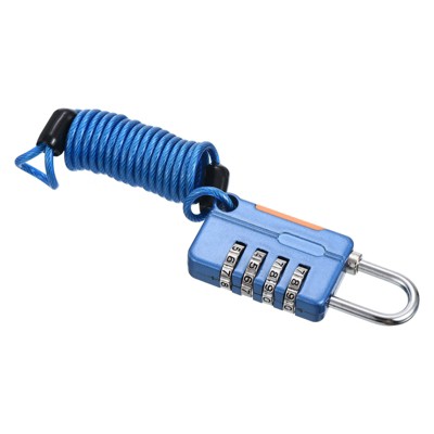 Unique Bargains Gym Locker Backpack Suitcase 4 Digit Combination Padlock with Spring Cable