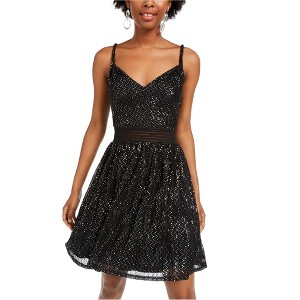 City Studio Womens Sequin Fit & Flare Dress, Metallic, 1 - 1 of 1