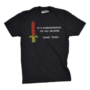 Mens Its Dangerous to Go Alone Take This Funny Nerdy Vintage Video Game T Shirt - Crazy Dog Men's T Shirt - 1 of 4